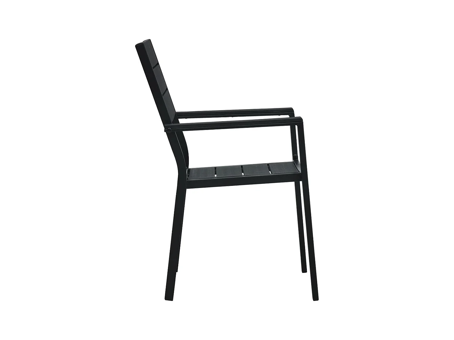 Juego de 4 sillas de jardín HDPE negro aspecto madera