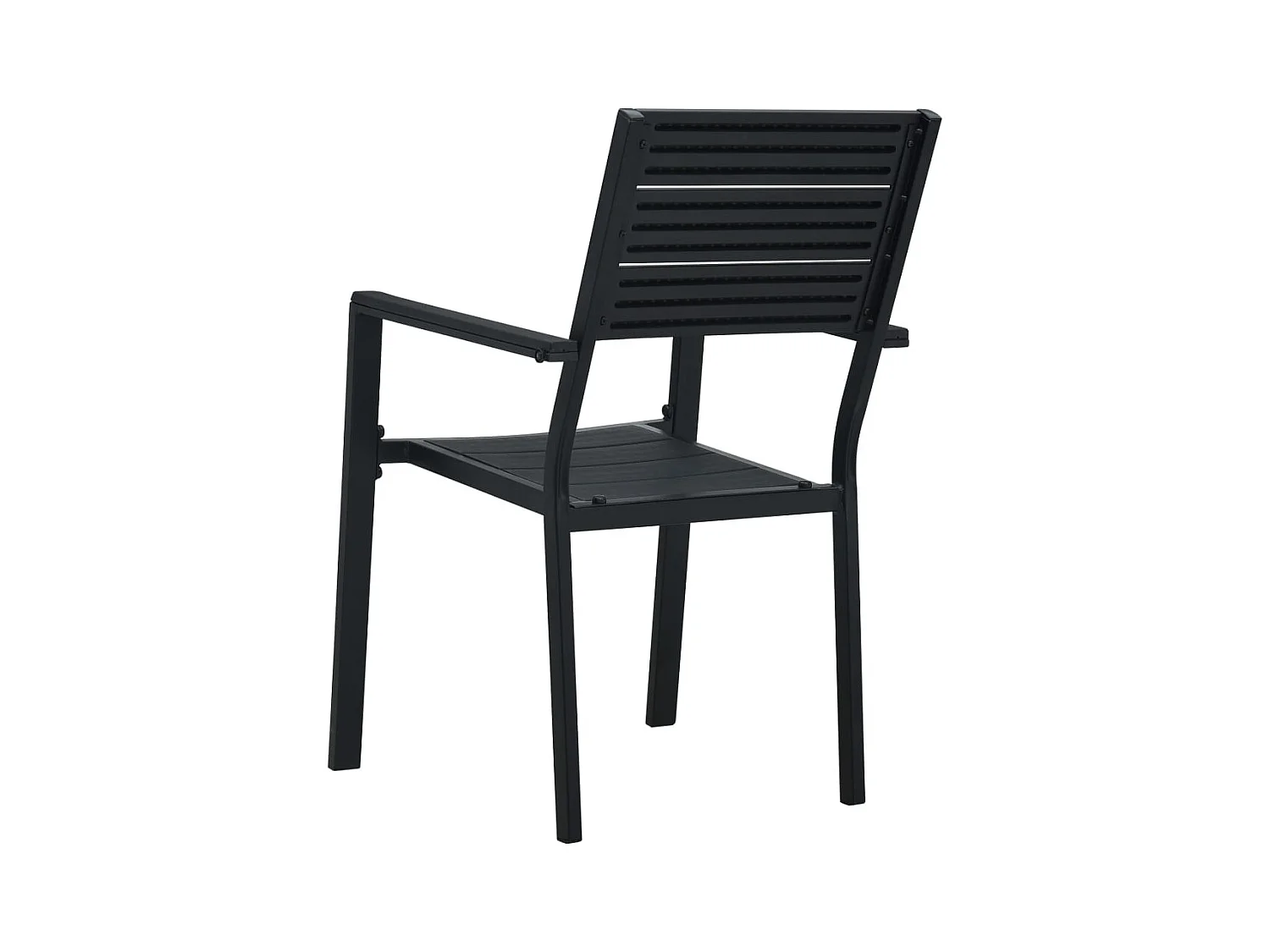 Juego de 4 sillas de jardín HDPE negro aspecto madera