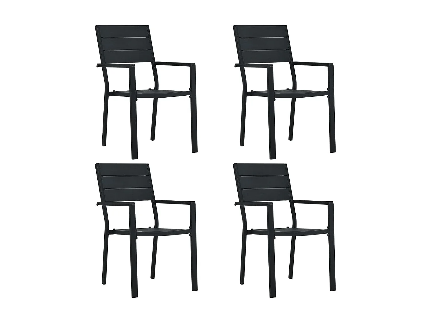 Chaises de jardin lot de 4 Noir PEHD Aspect de bois