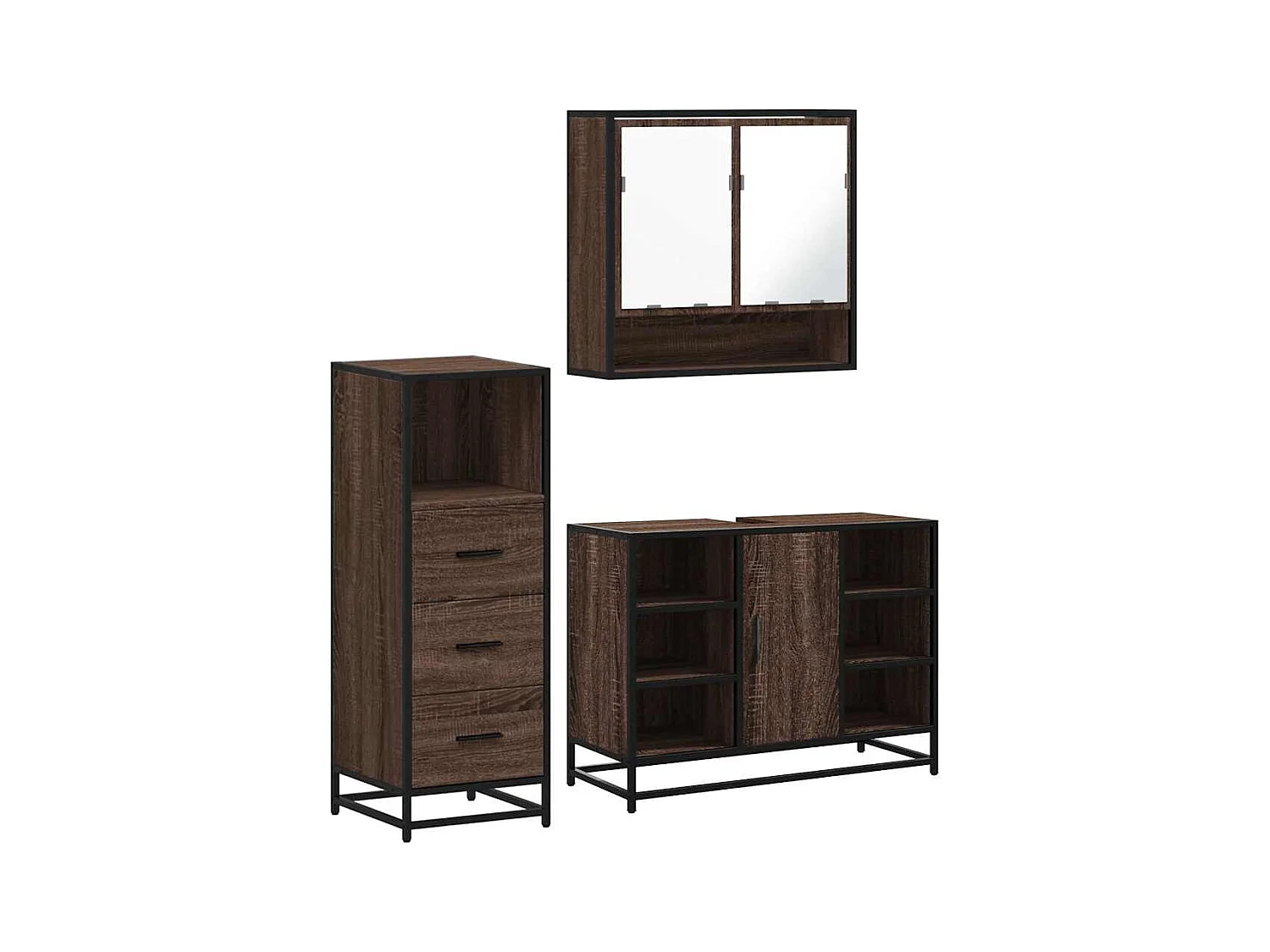 Ensemble de meubles de salle de bain 3 pcs Chêne marron