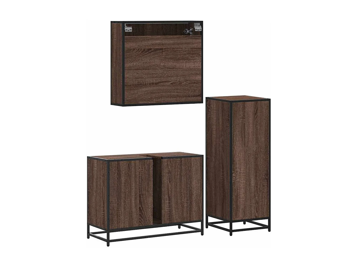 Ensemble de meubles de salle de bain 3 pcs Chêne marron