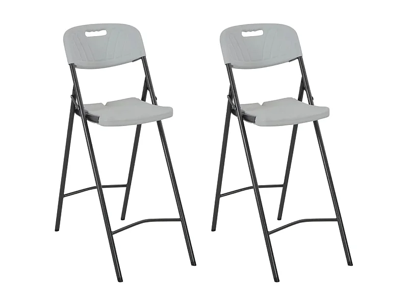 Chaises de bar pliables lot de 2 PEHD et acier Blanc