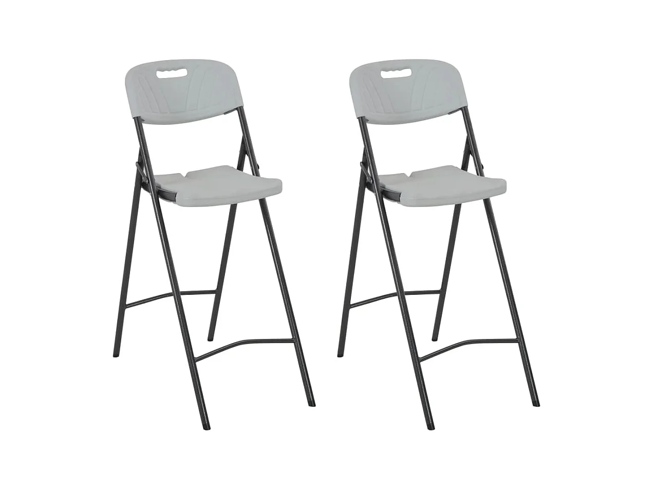 Chaises de bar pliables lot de 2 PEHD et acier Blanc