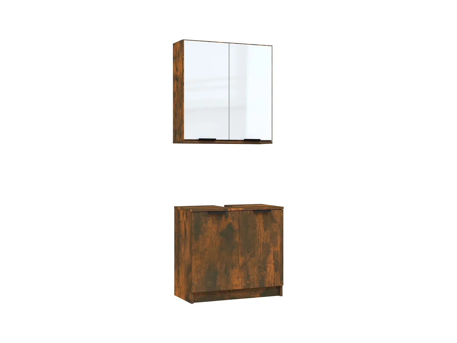 Ensemble d'armoires de salle de bain 2 pcs chêne fumé