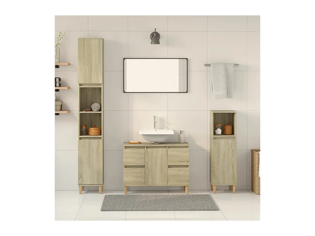 3-delige badkamermeubelset Sonoma Eiken