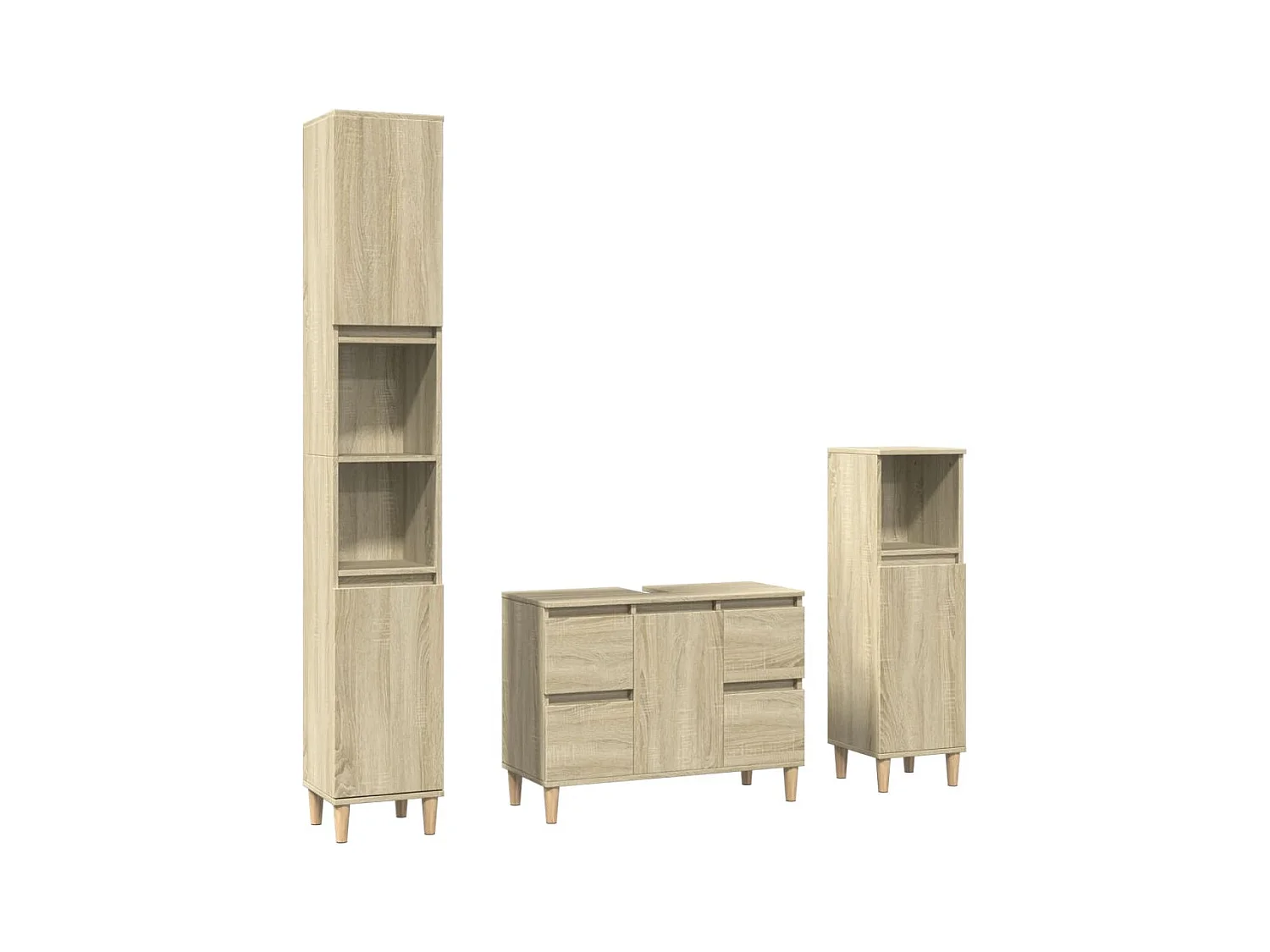3-delige badkamermeubelset Sonoma Eiken