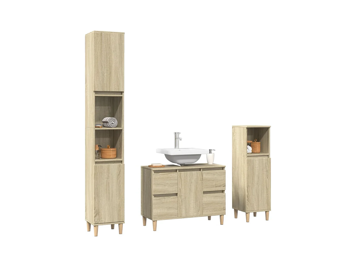3-delige badkamermeubelset Sonoma Eiken