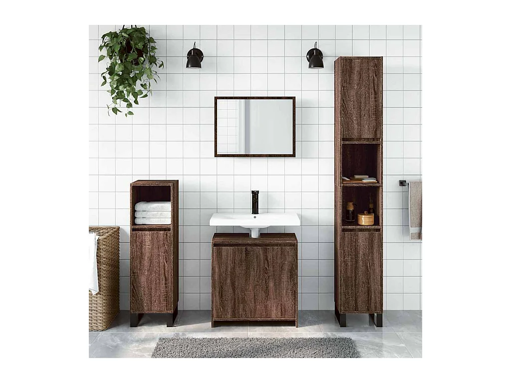 2-delige badkamermeubelset Bruin eiken