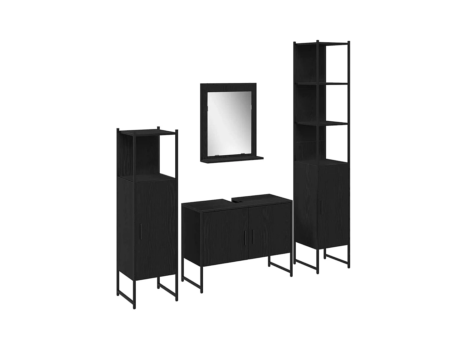 Ensemble de mobilier de salle de bain avec stockage 4 pcs Noir