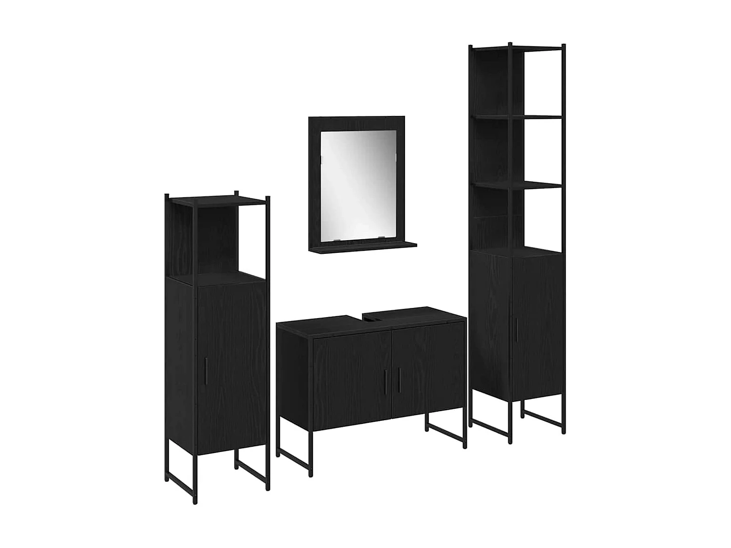 Ensemble de mobilier de salle de bain avec stockage 4 pcs Noir