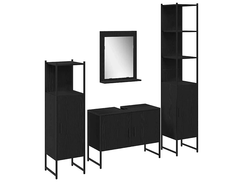 Set di mobili da bagno con contenitore 4 pezzi nero