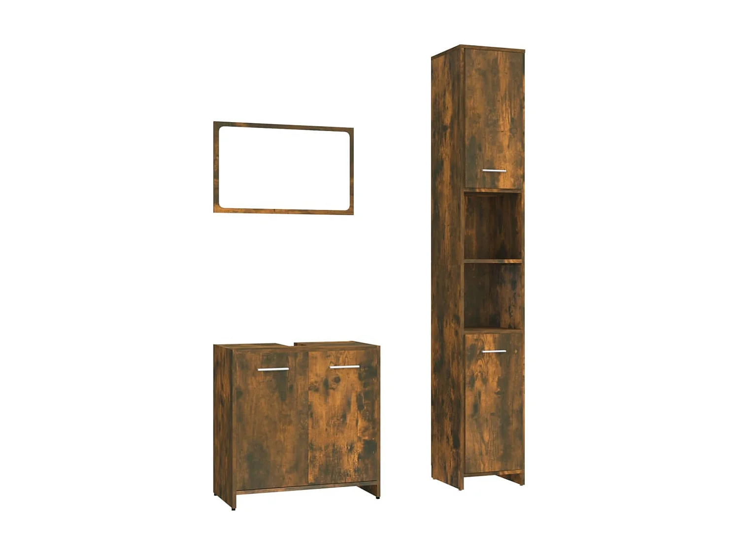 Ensemble de meubles de salle de bain 3 pcs Chêne fumé