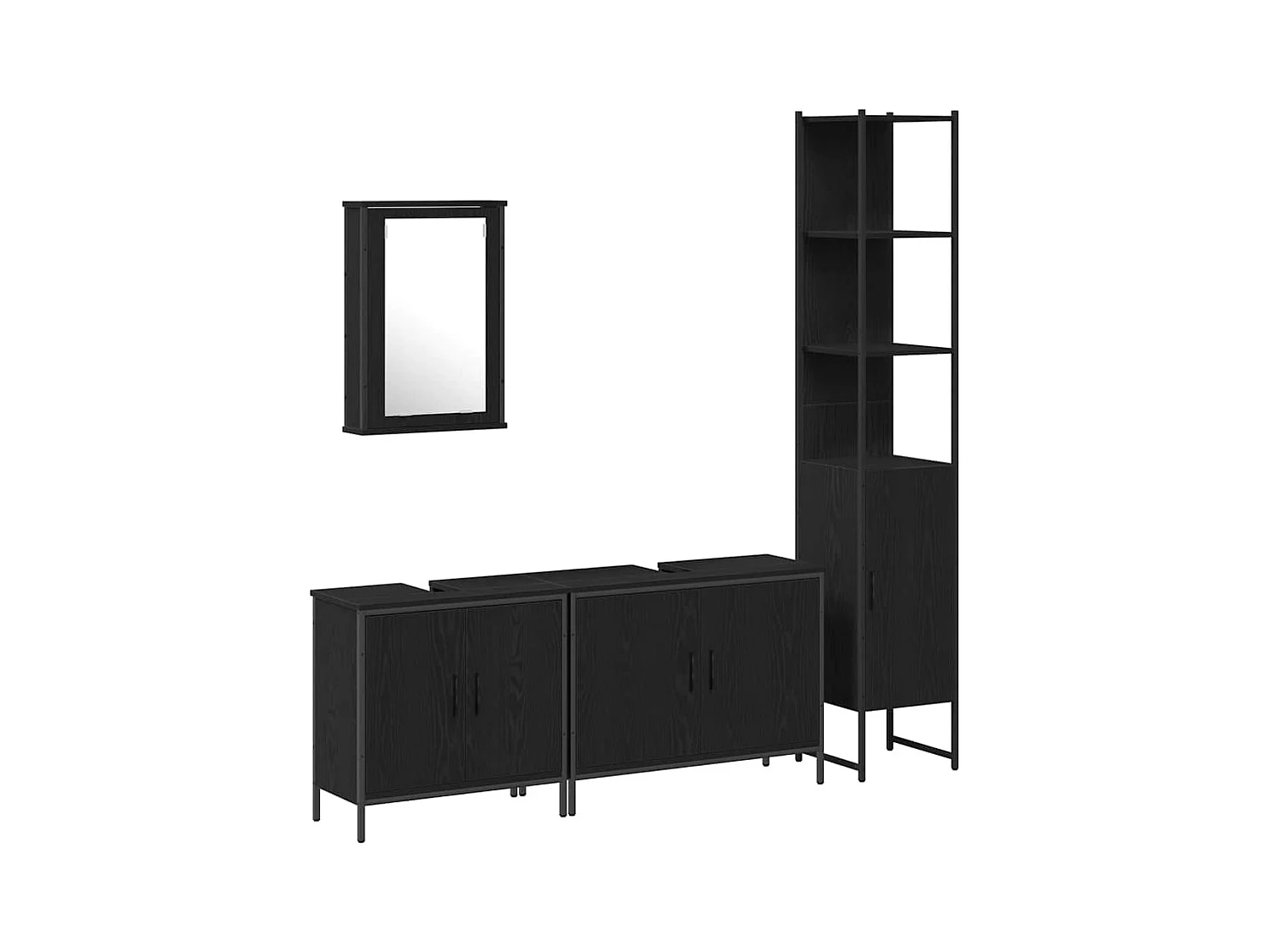 Ensemble de mobilier de salle de bain avec étagère 4 pcs Noir