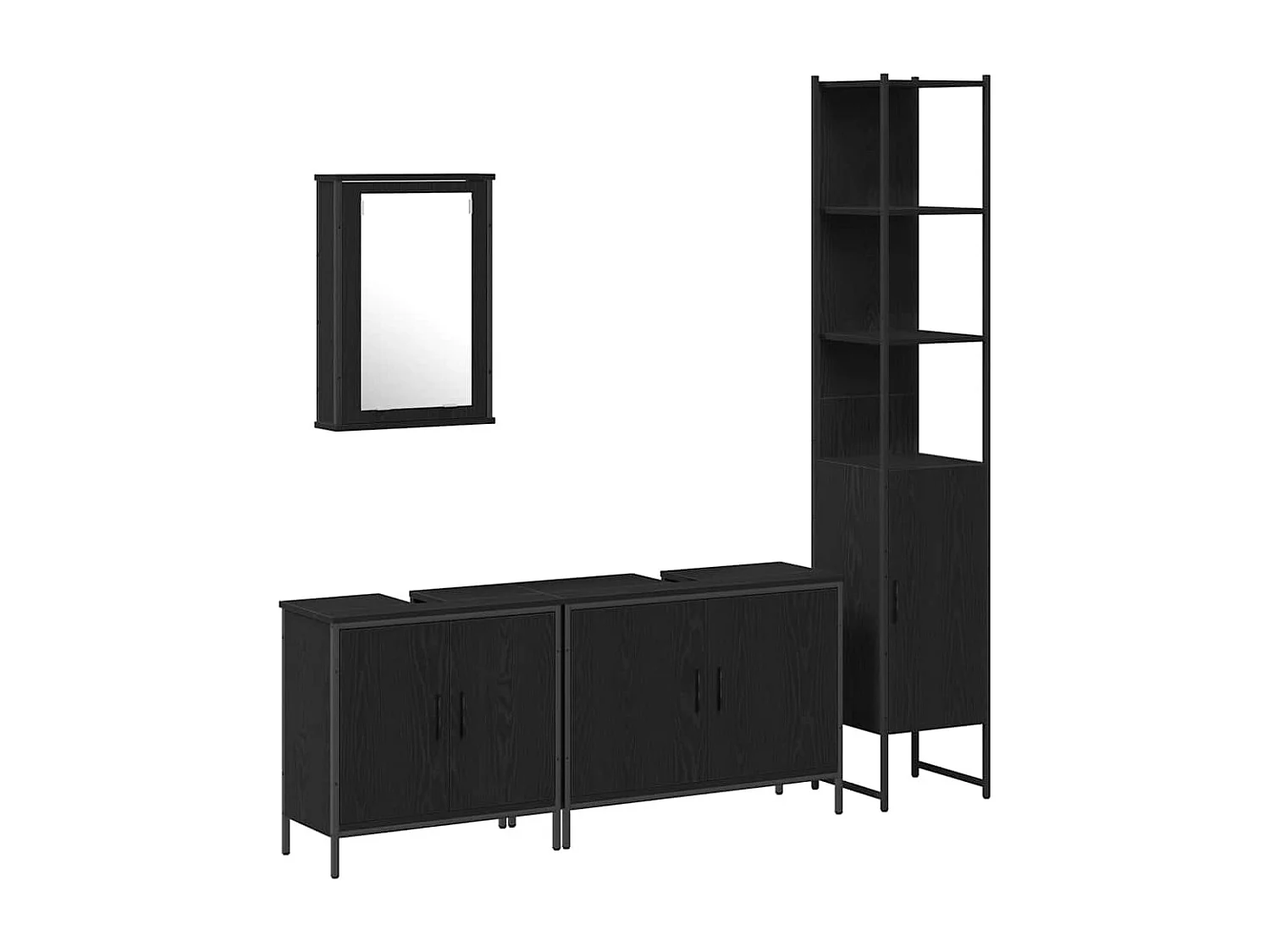 Ensemble de mobilier de salle de bain avec étagère 4 pcs Noir