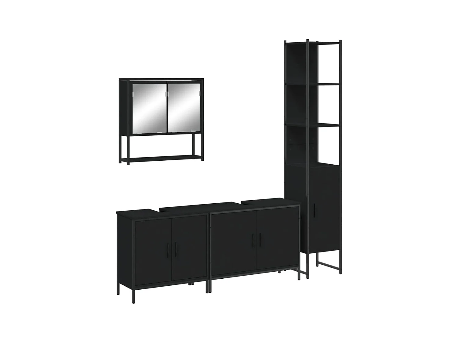 Ensemble de meubles salle de bain 4 pcs noir bois d'ingénierie