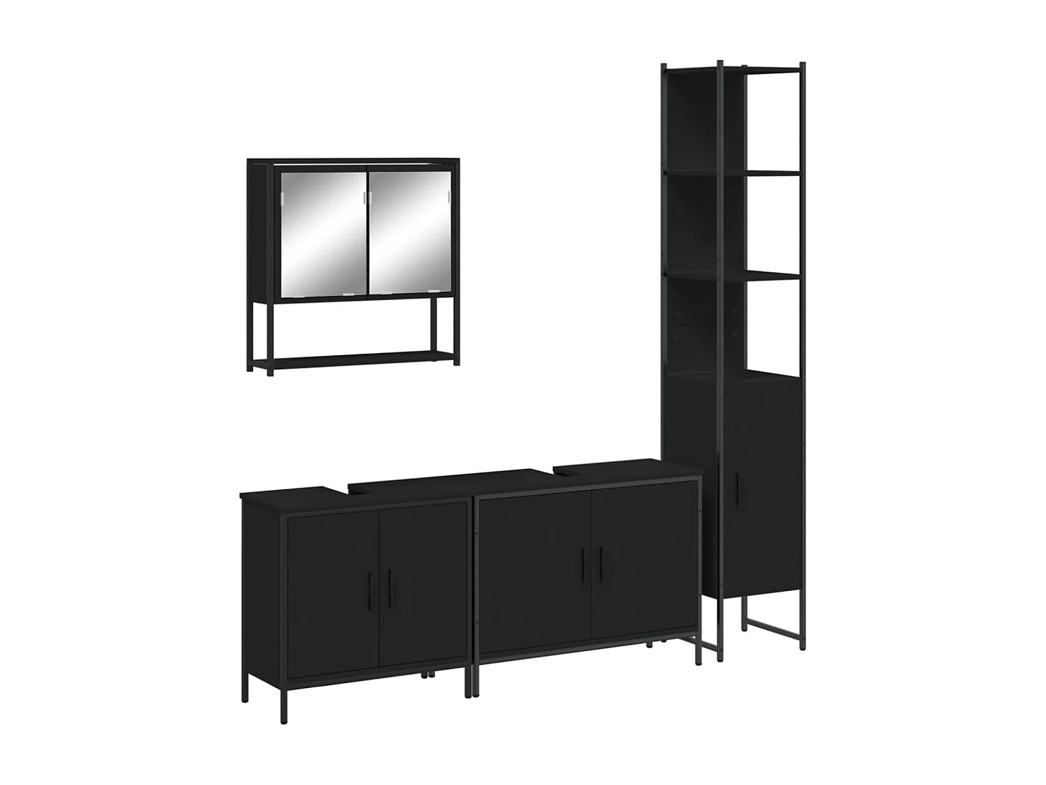 Ensemble de meubles salle de bain 4 pcs noir bois d'ingénierie