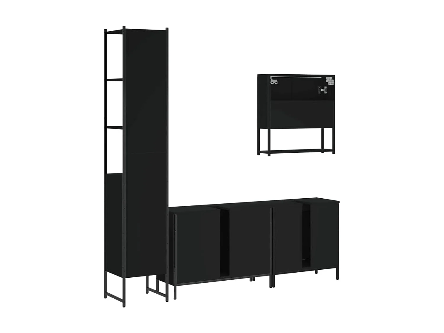 Ensemble de meubles salle de bain 4 pcs noir bois d'ingénierie