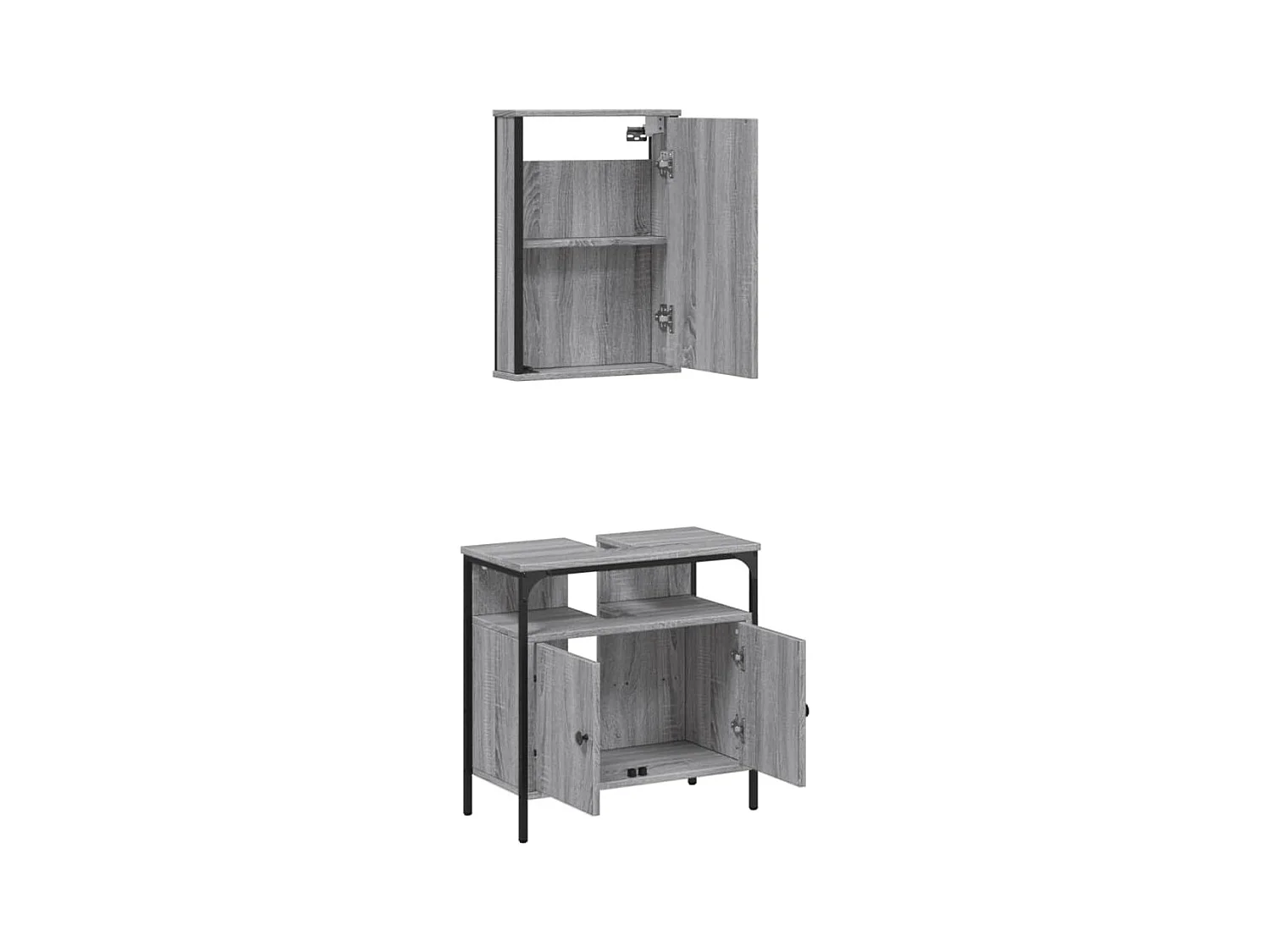 Ensemble de meubles de salle de bain 2 pcs Sonoma gris