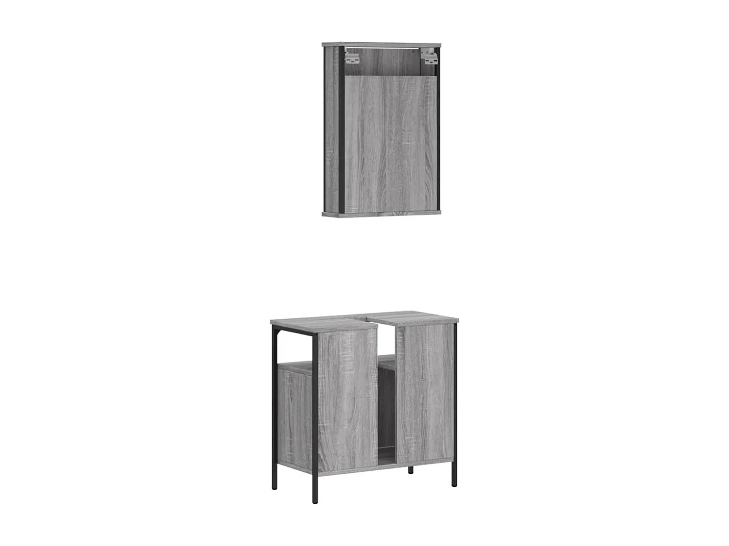 Ensemble de meubles de salle de bain 2 pcs Sonoma gris
