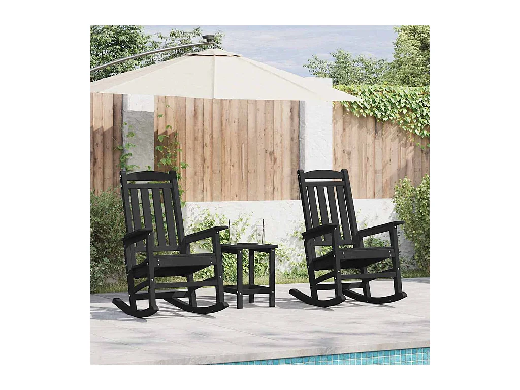 Chaise Berçante de Jardin 2 pcs Noir 70 x 92 x 108 cm Plastique