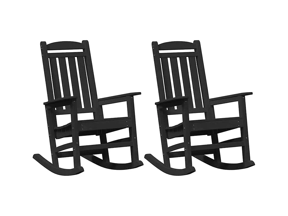 Chaise Berçante de Jardin 2 pcs Noir 70 x 92 x 108 cm Plastique