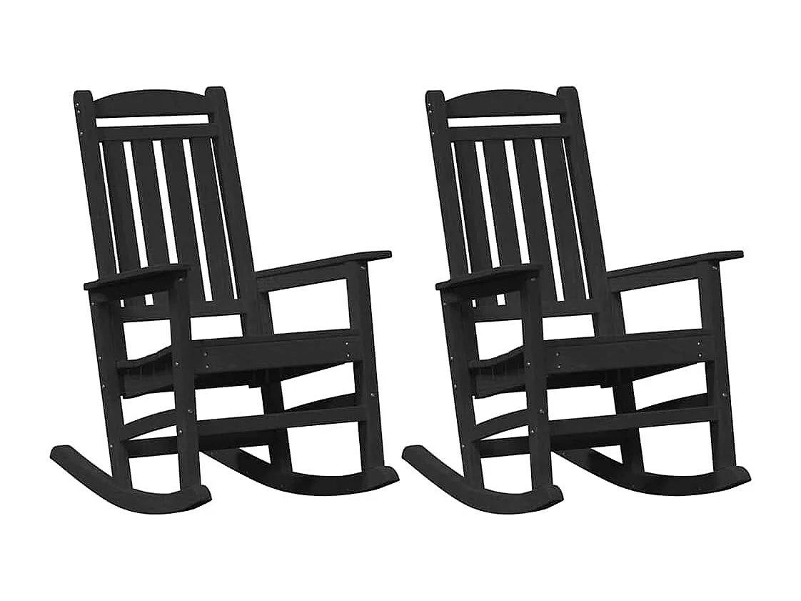 Chaise Berçante de Jardin 2 pcs Noir 70 x 92 x 108 cm Plastique