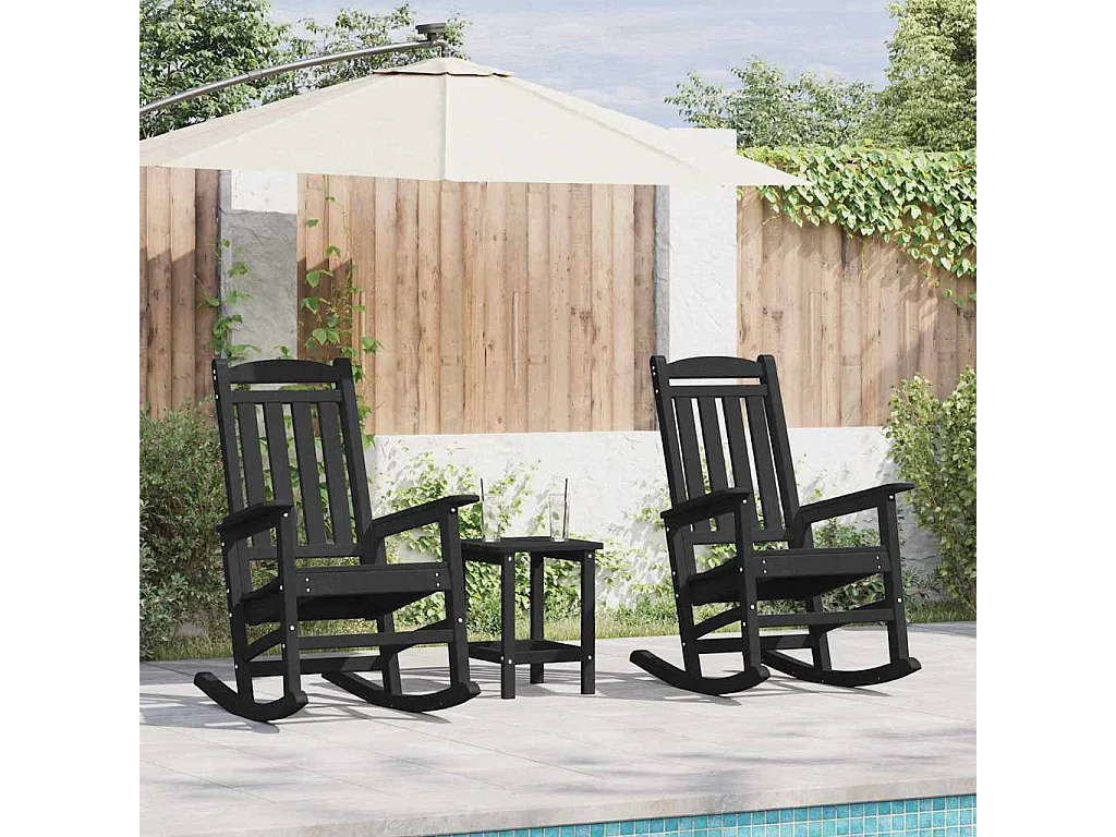Tuinschommelstoel 2 stuks Zwart 70 x 92 x 108 cm Kunststof