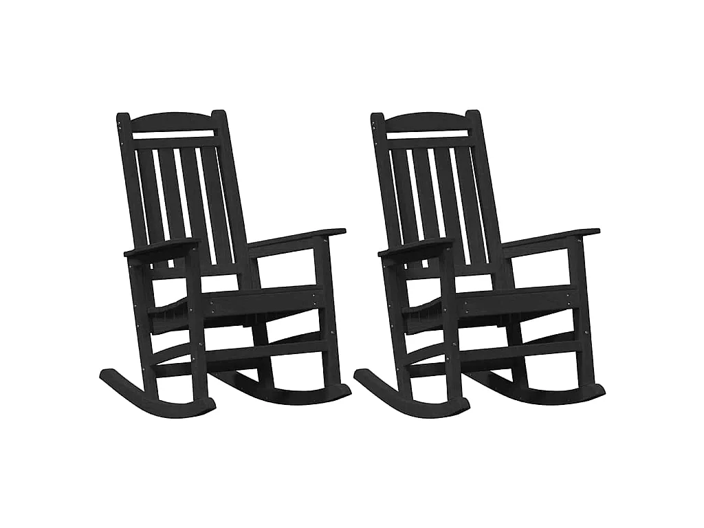 Tuinschommelstoel 2 stuks Zwart 70 x 92 x 108 cm Kunststof