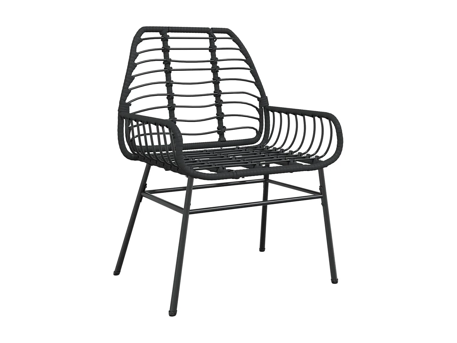 Set di 2 sedie da giardino in resina intrecciata nera