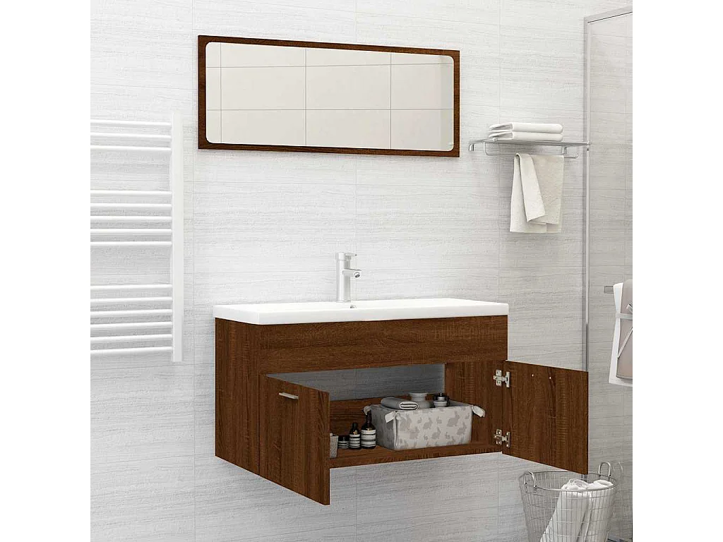 Ensemble de meubles de salle de bain 2 pcs Chêne marron
