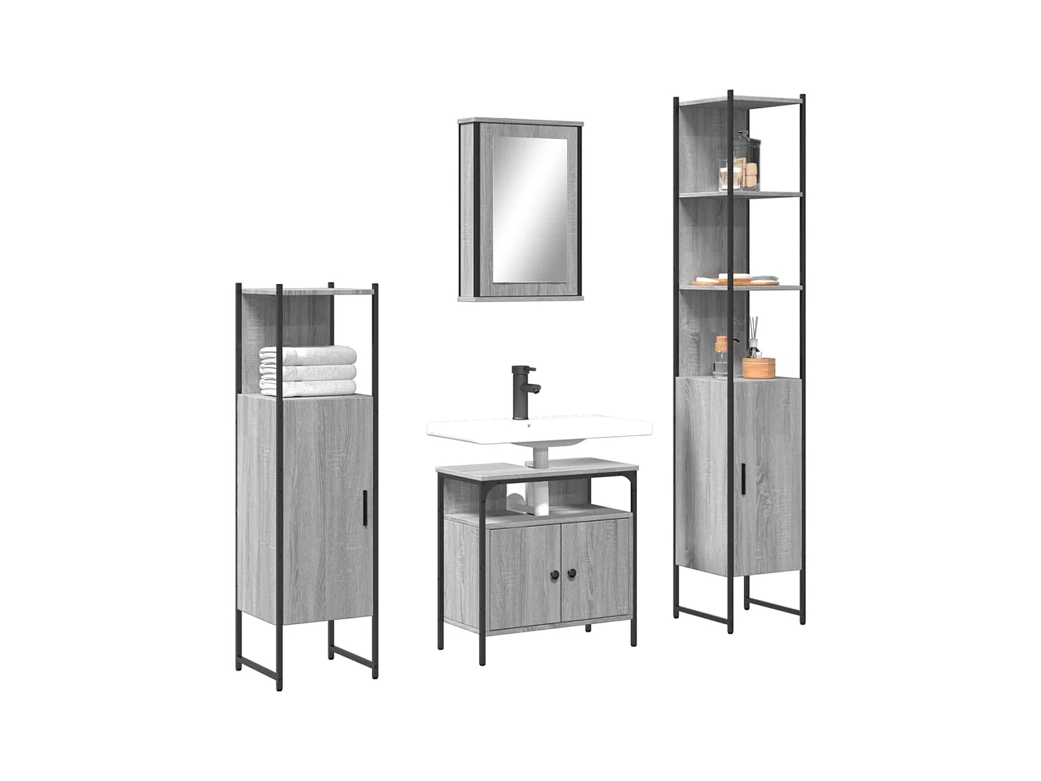 Set di mobili da bagno Sonoma Grey da 4 pezzi