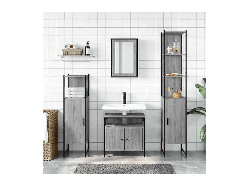 Set di mobili da bagno Sonoma Grey da 4 pezzi