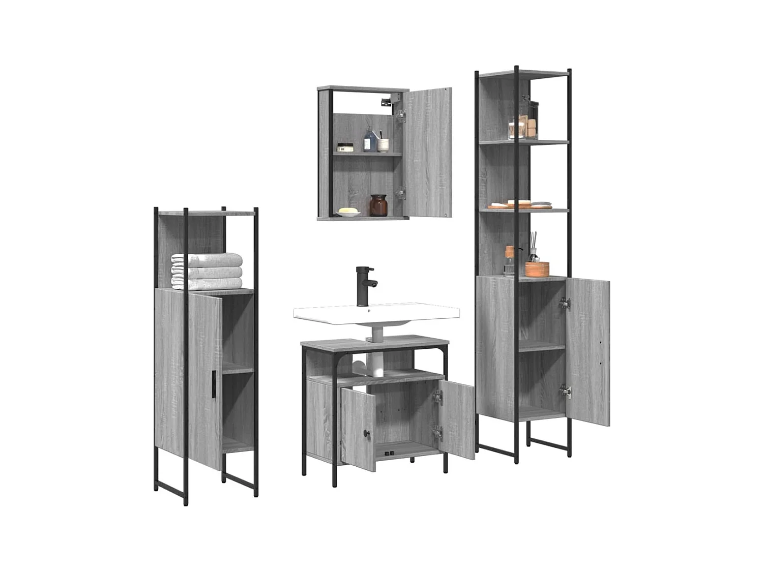 Set di mobili da bagno Sonoma Grey da 4 pezzi