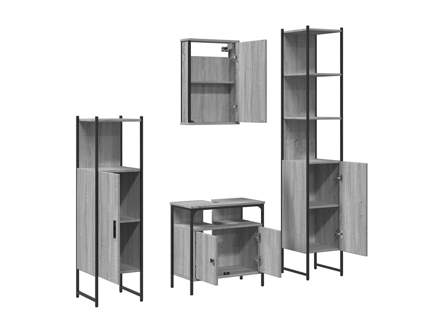 Set di mobili da bagno Sonoma Grey da 4 pezzi