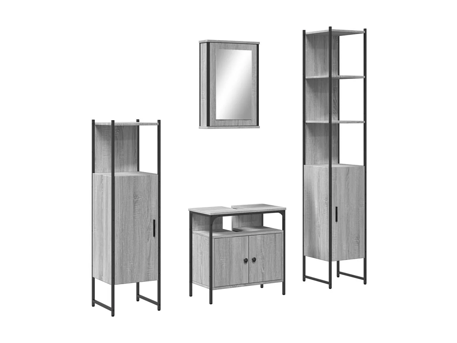 Ensemble de meubles de salle de bain 4 pcs Sonoma gris