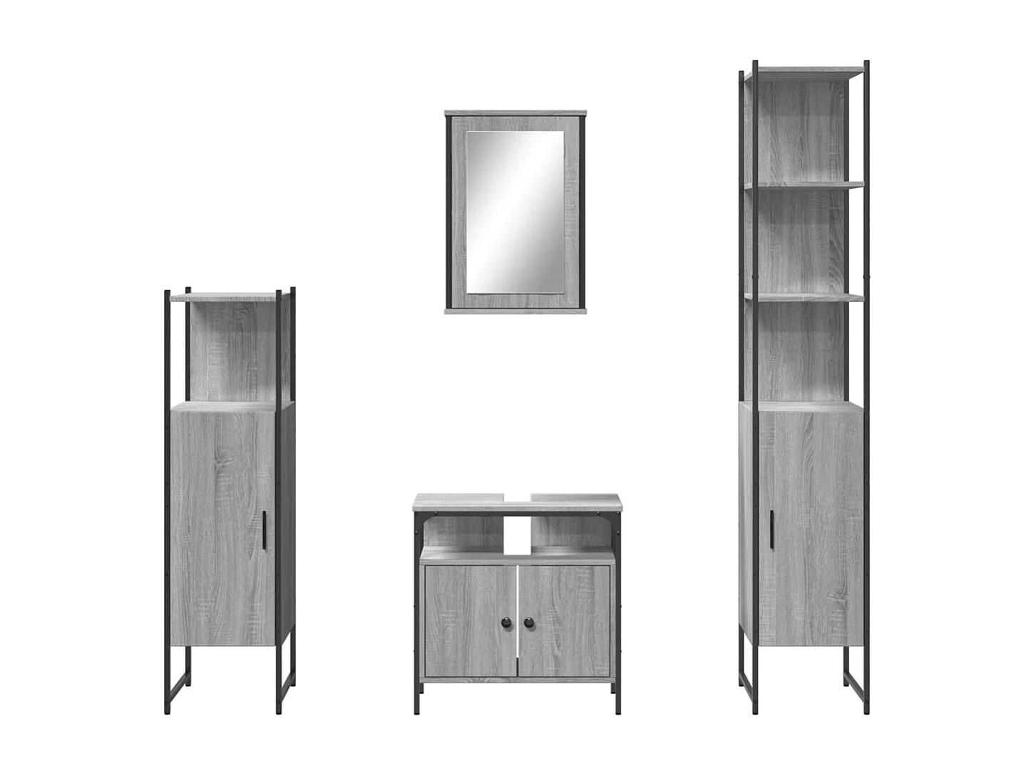 Ensemble de meubles de salle de bain 4 pcs Sonoma gris