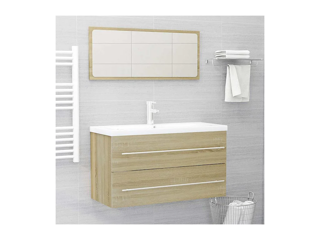 Ensemble de meubles de bain 2 pcs Chêne sonoma Aggloméré