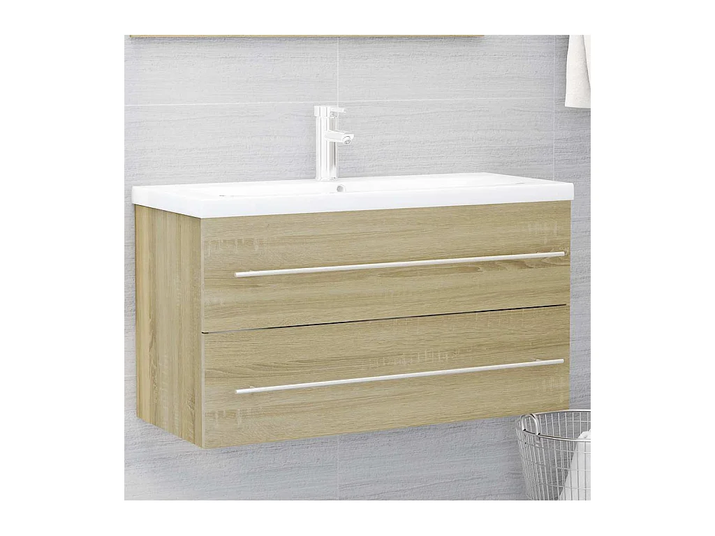 Ensemble de meubles de bain 2 pcs Chêne sonoma Aggloméré