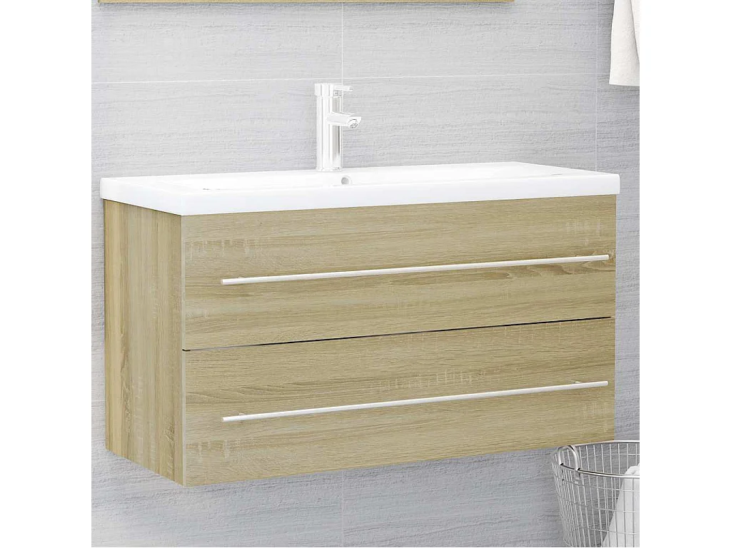Ensemble de meubles de bain 2 pcs Chêne sonoma Aggloméré