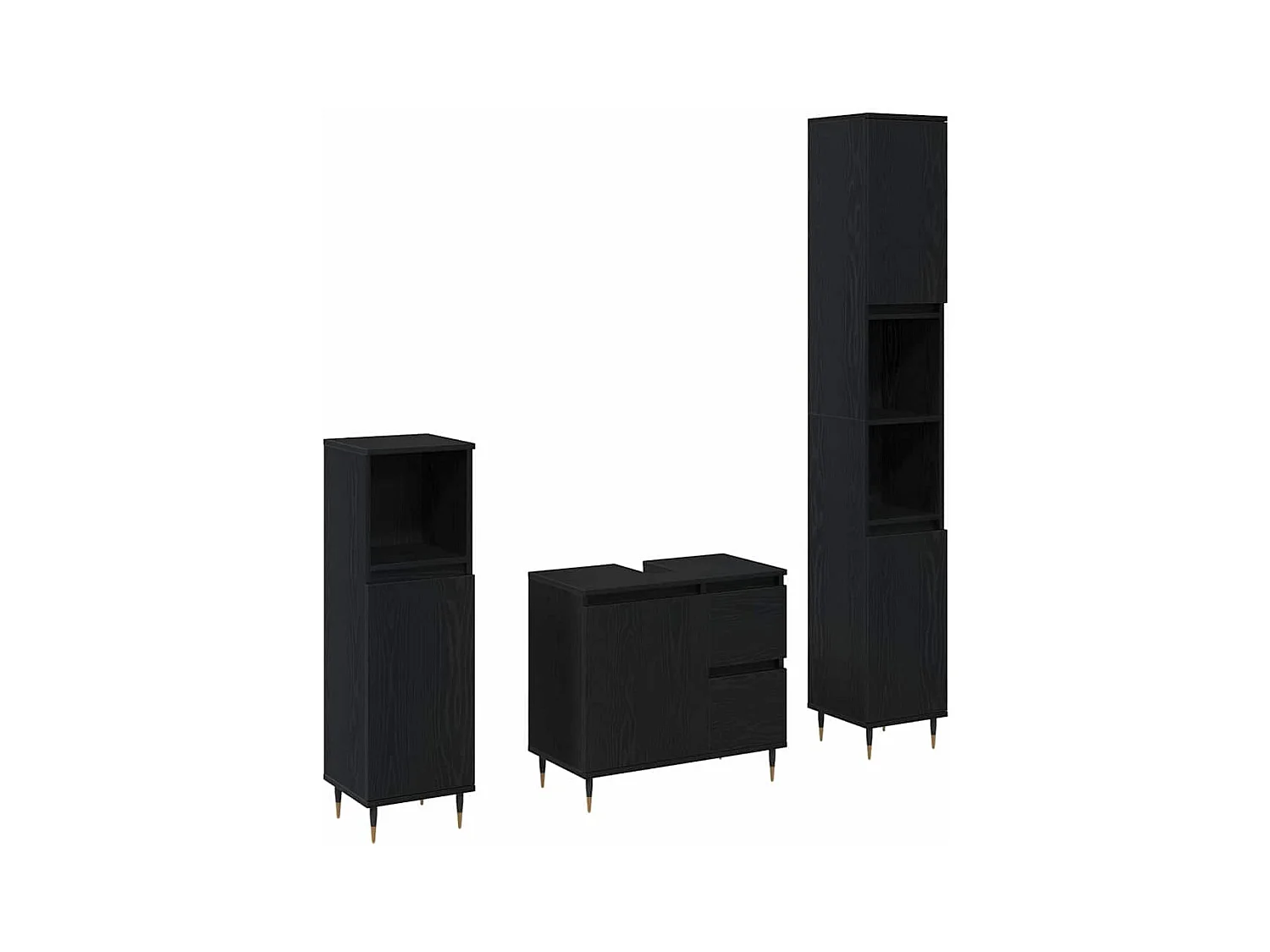 Badkamermeubelset met lade 3-delig Zwart eiken