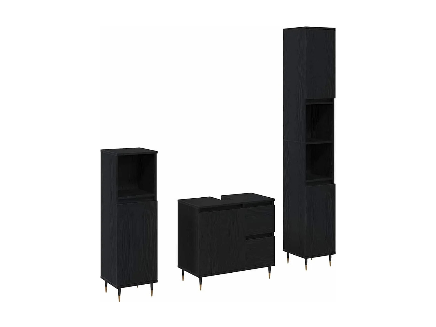 Set de meubles de salle de bain avec tiroir 3 pcs Chêne noir
