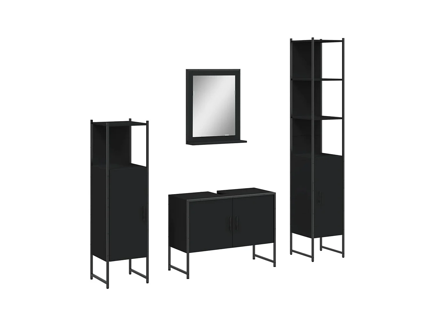Ensemble d’armoires salle de bain 4 pcs noir bois d'ingénierie