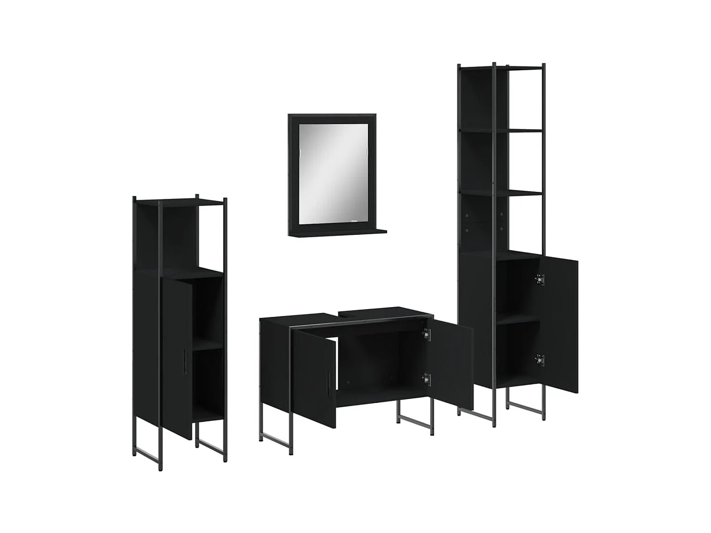 Ensemble d’armoires salle de bain 4 pcs noir bois d'ingénierie