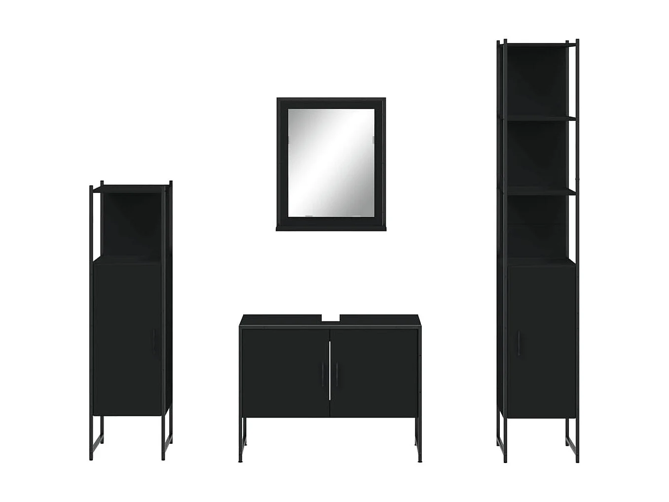 Ensemble d’armoires salle de bain 4 pcs noir bois d'ingénierie