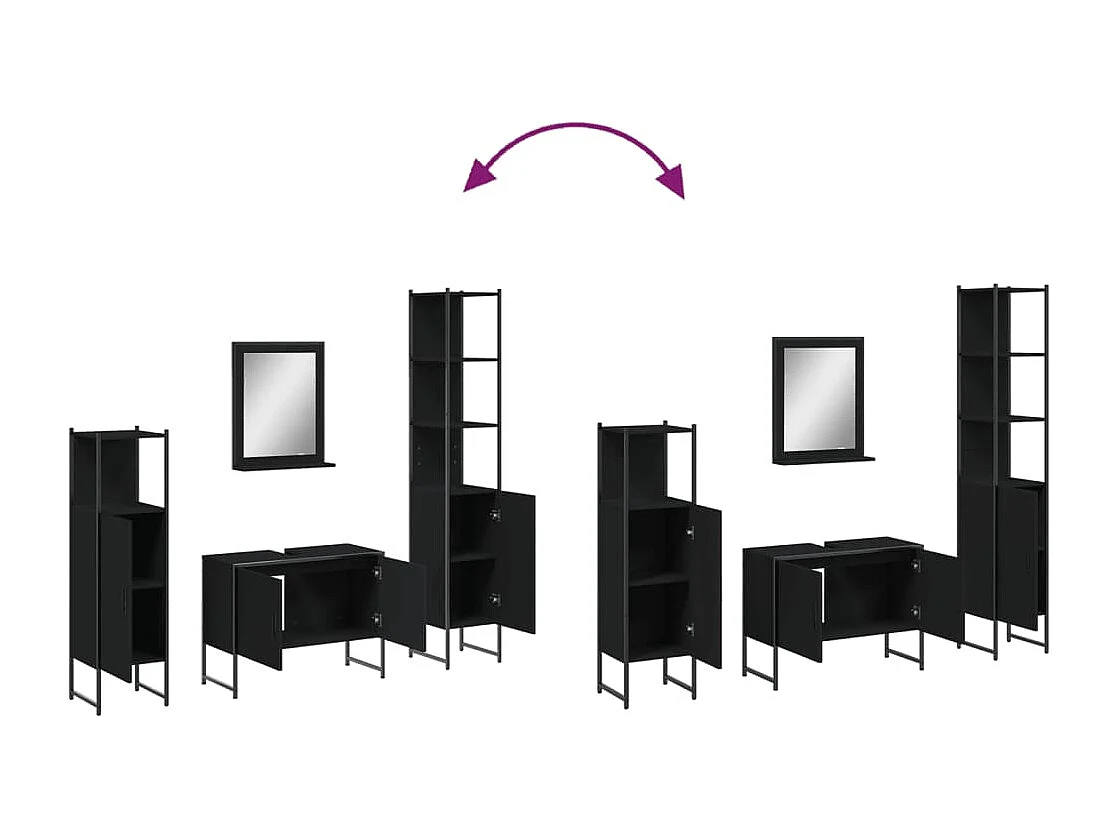 Ensemble d’armoires salle de bain 4 pcs noir bois d'ingénierie