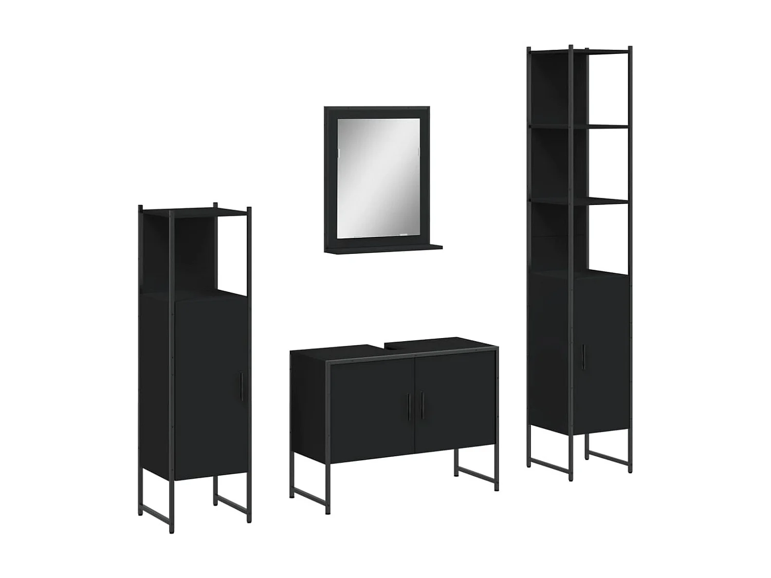 Ensemble d’armoires salle de bain 4 pcs noir bois d'ingénierie