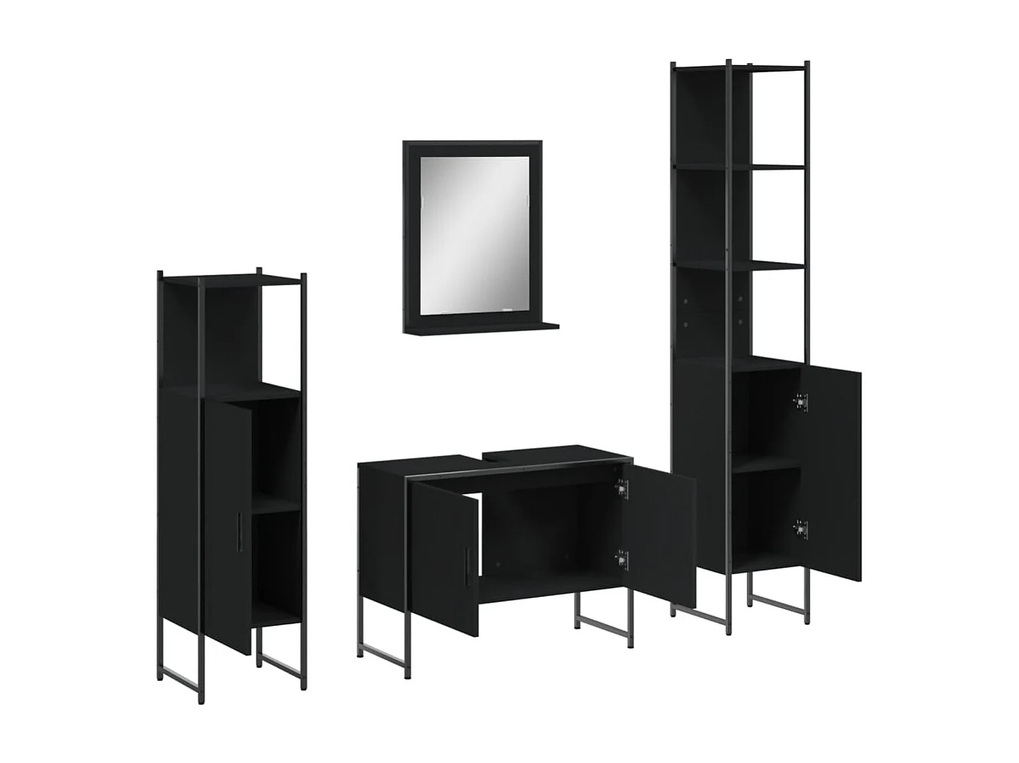 Ensemble d’armoires salle de bain 4 pcs noir bois d'ingénierie
