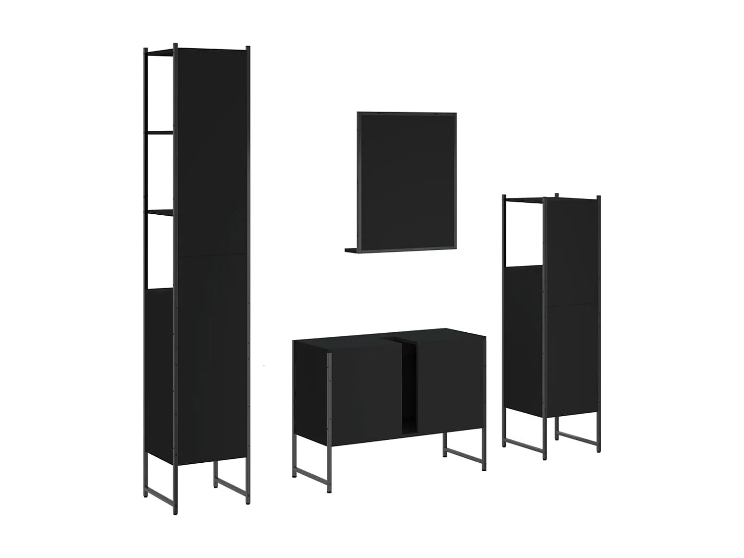 Ensemble d’armoires salle de bain 4 pcs noir bois d'ingénierie