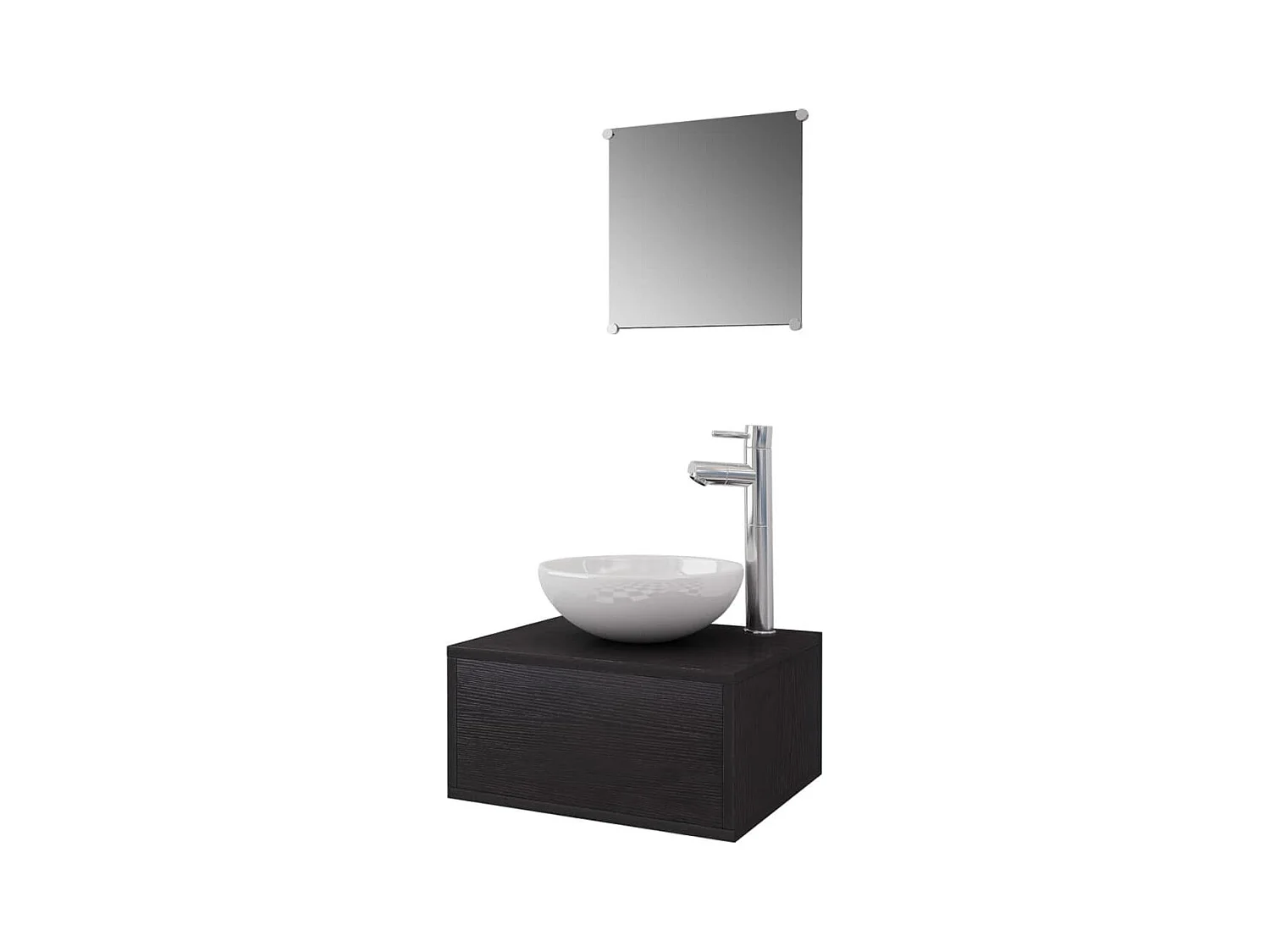 4-delige badkamerkast met wastafel en kraan Zwart