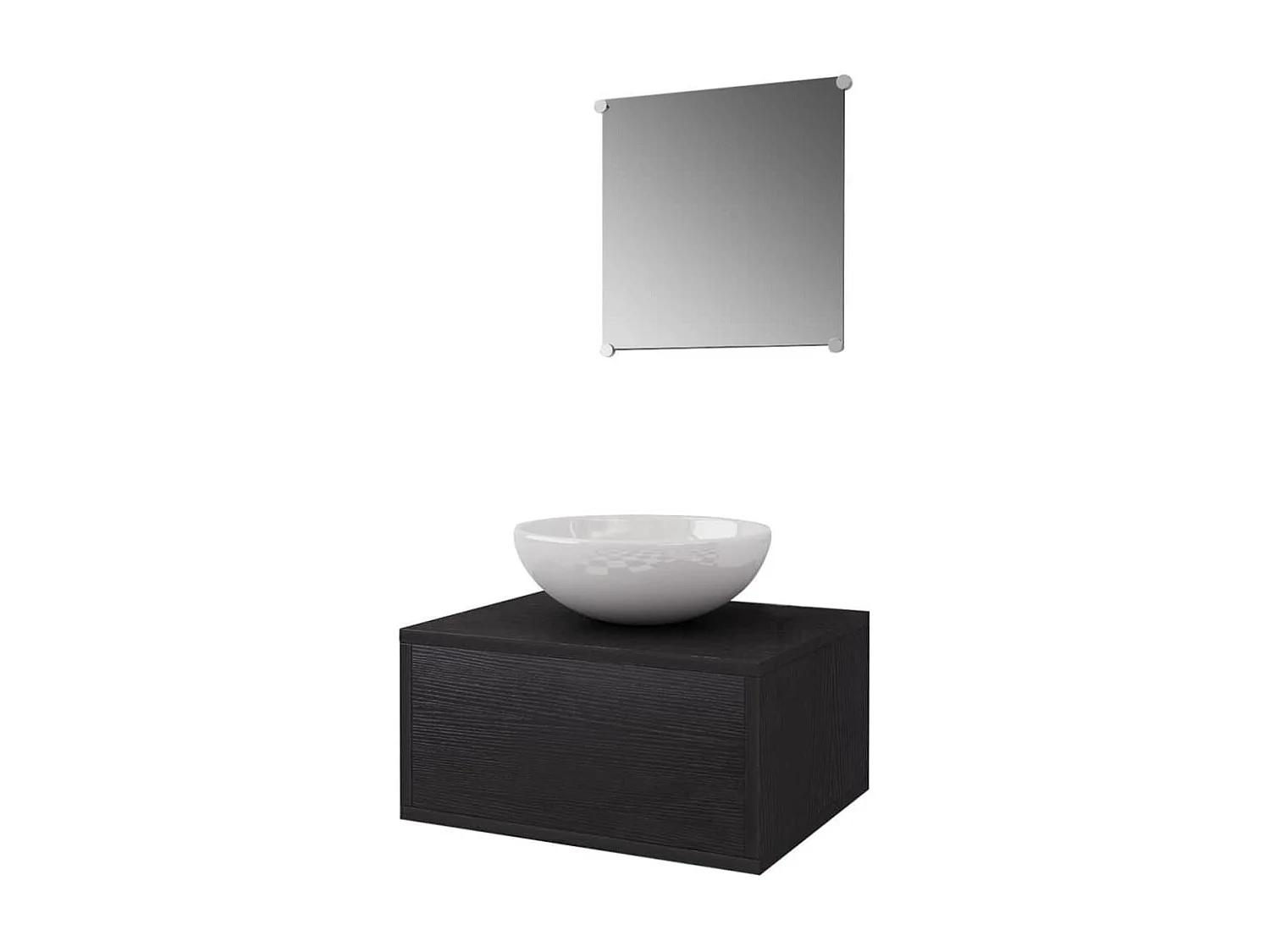 Mobiletto da bagno 4 pezzi con lavabo e rubinetto Nero